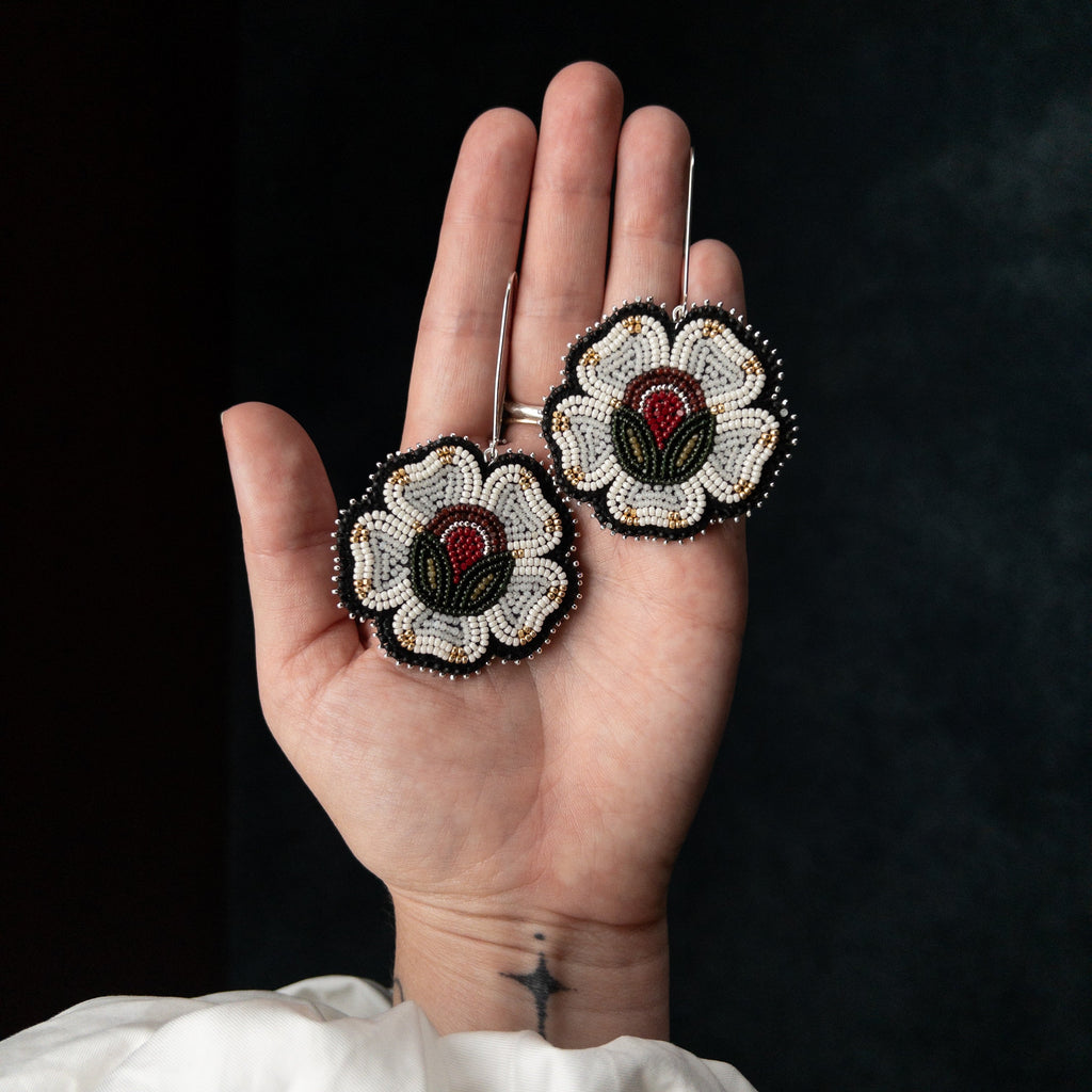 Rose Earrings | White