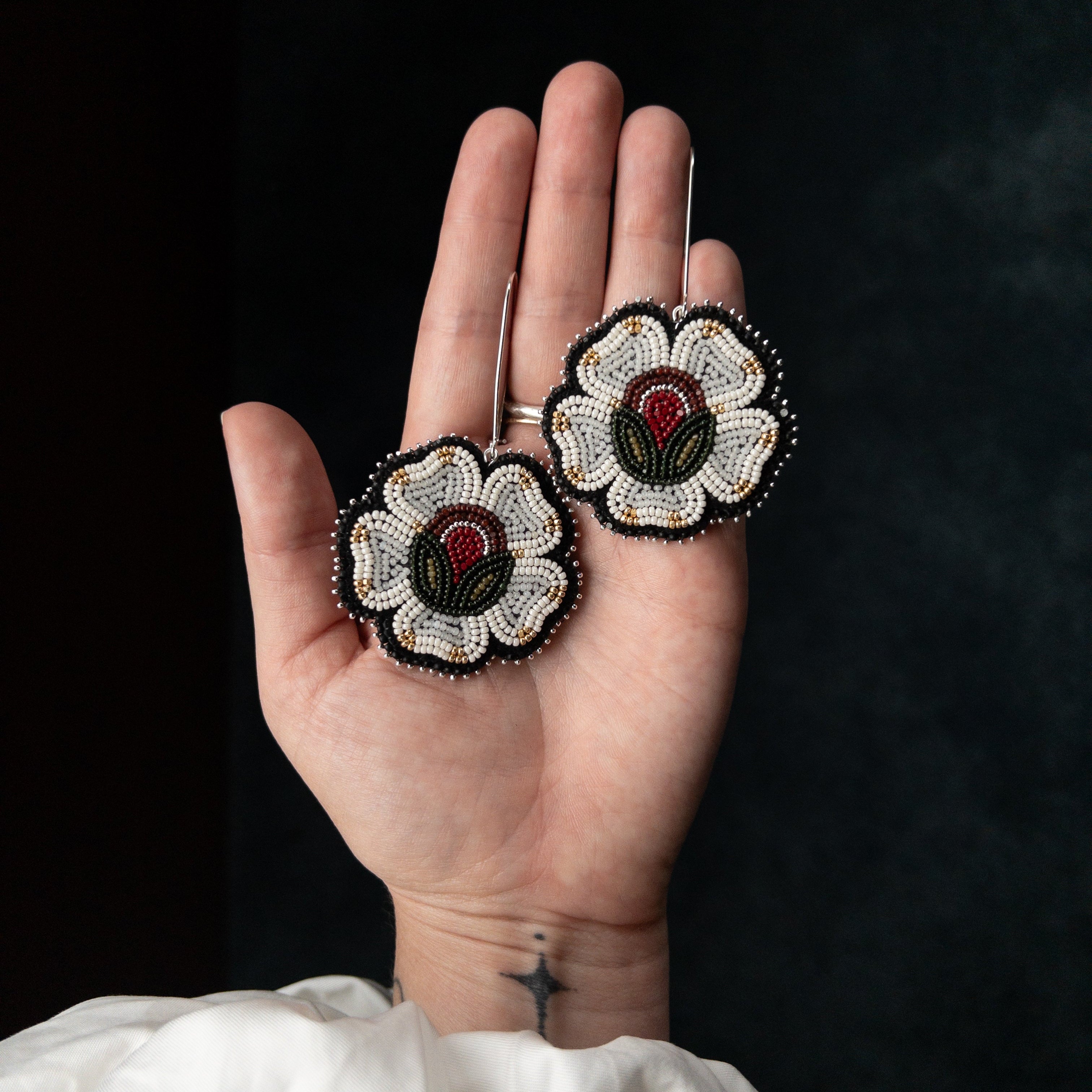 Rose Earrings | White