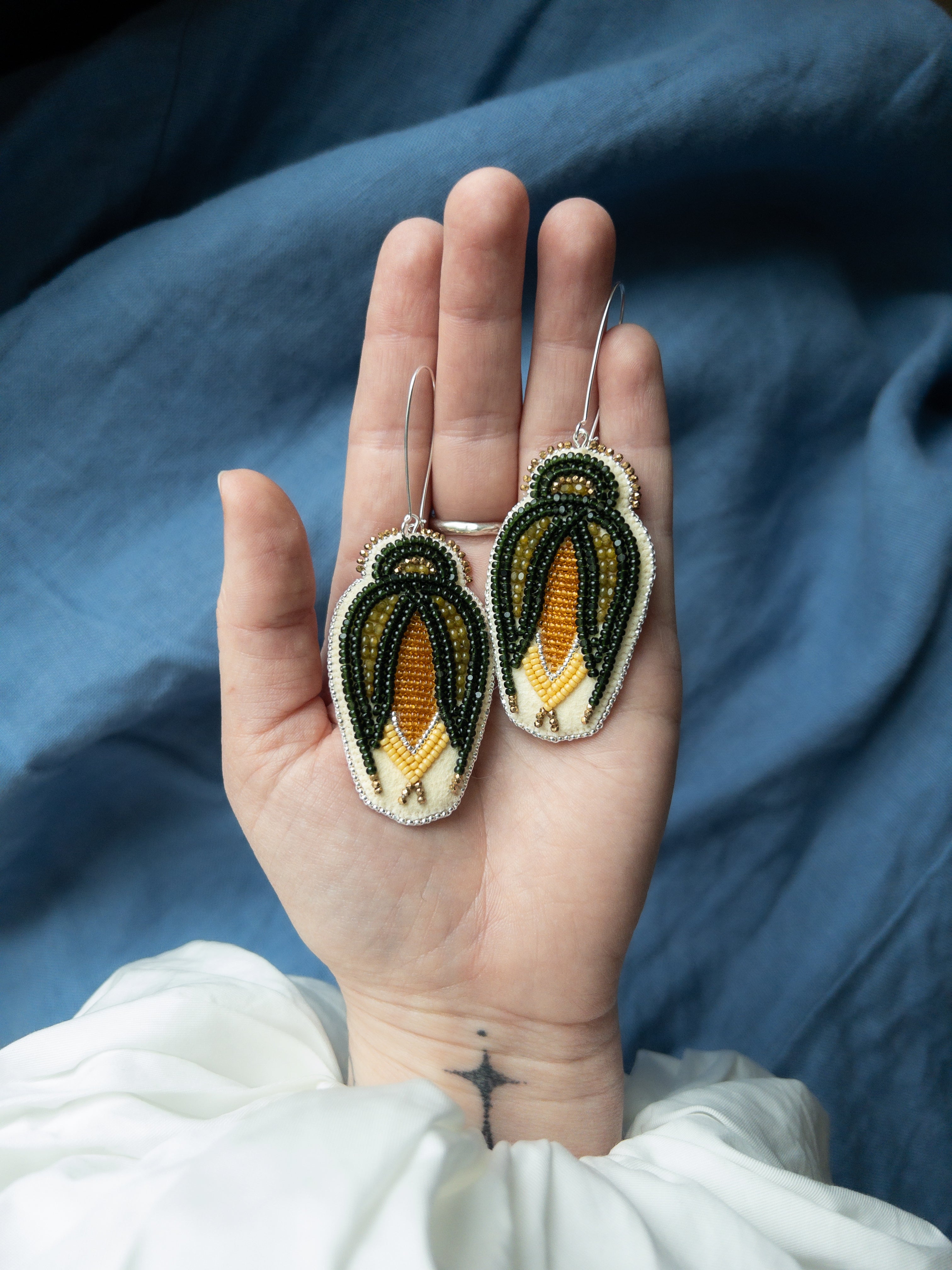 Yellow Rose Bud Earrings