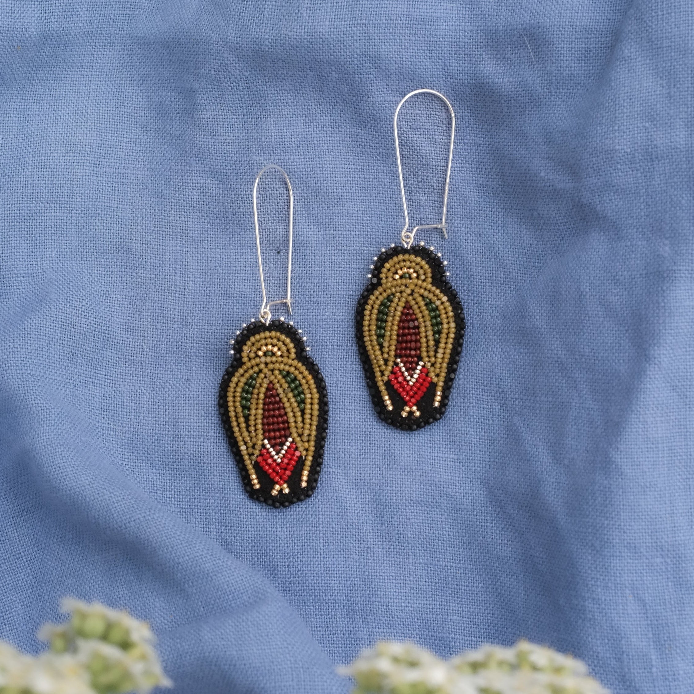 Rose Bud Earrings | Red