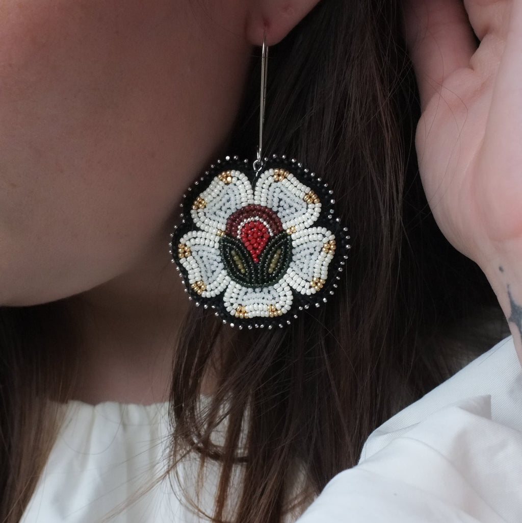 Rose Earrings | White