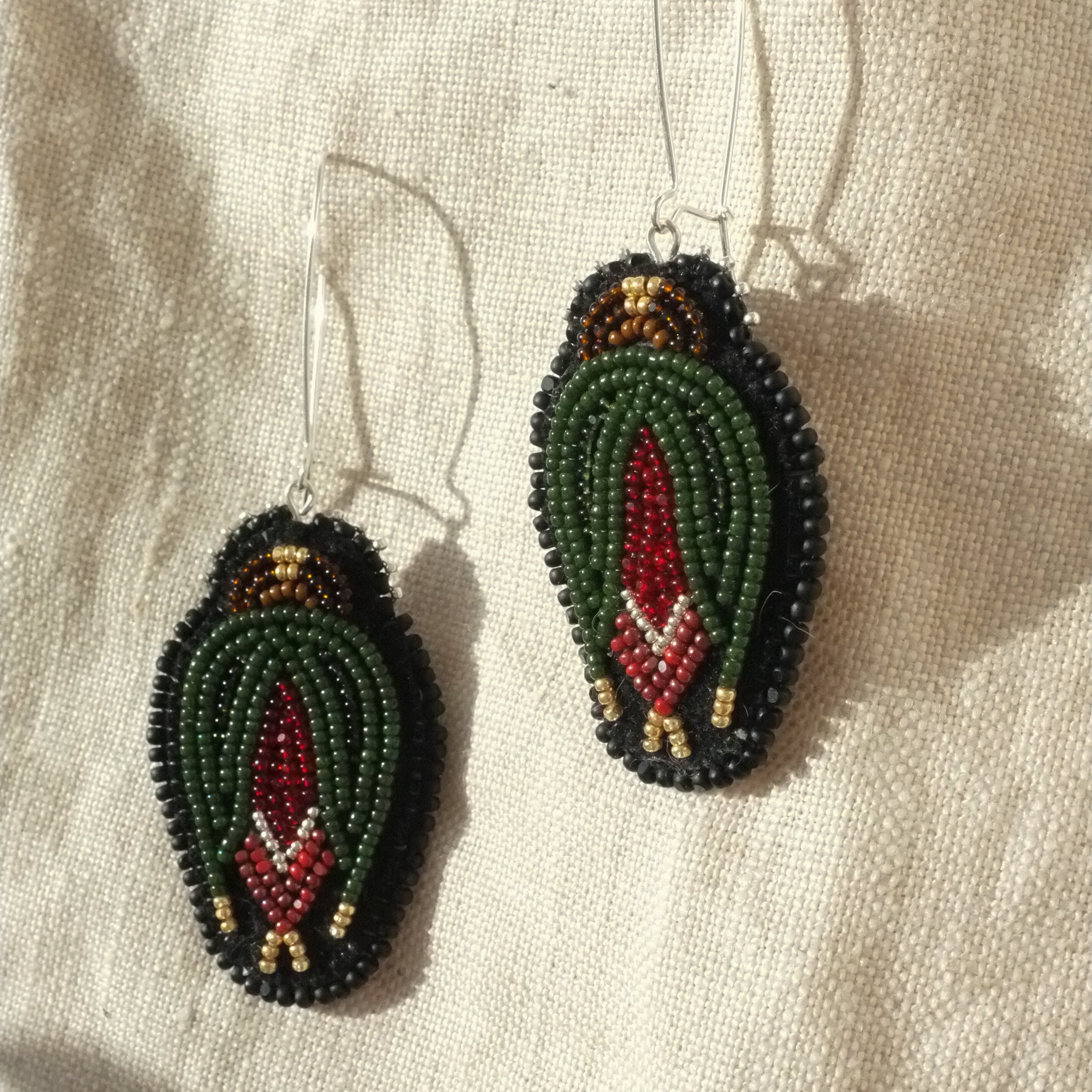 Red Rose Bud Earrings