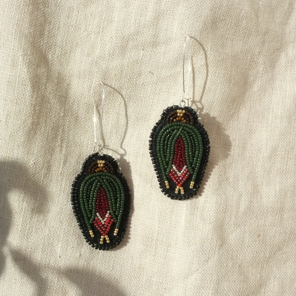 Red Rose Bud Earrings