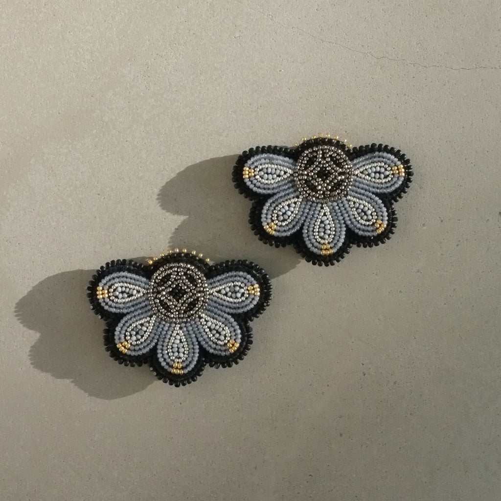 Blue Five Petal Shoe Clips