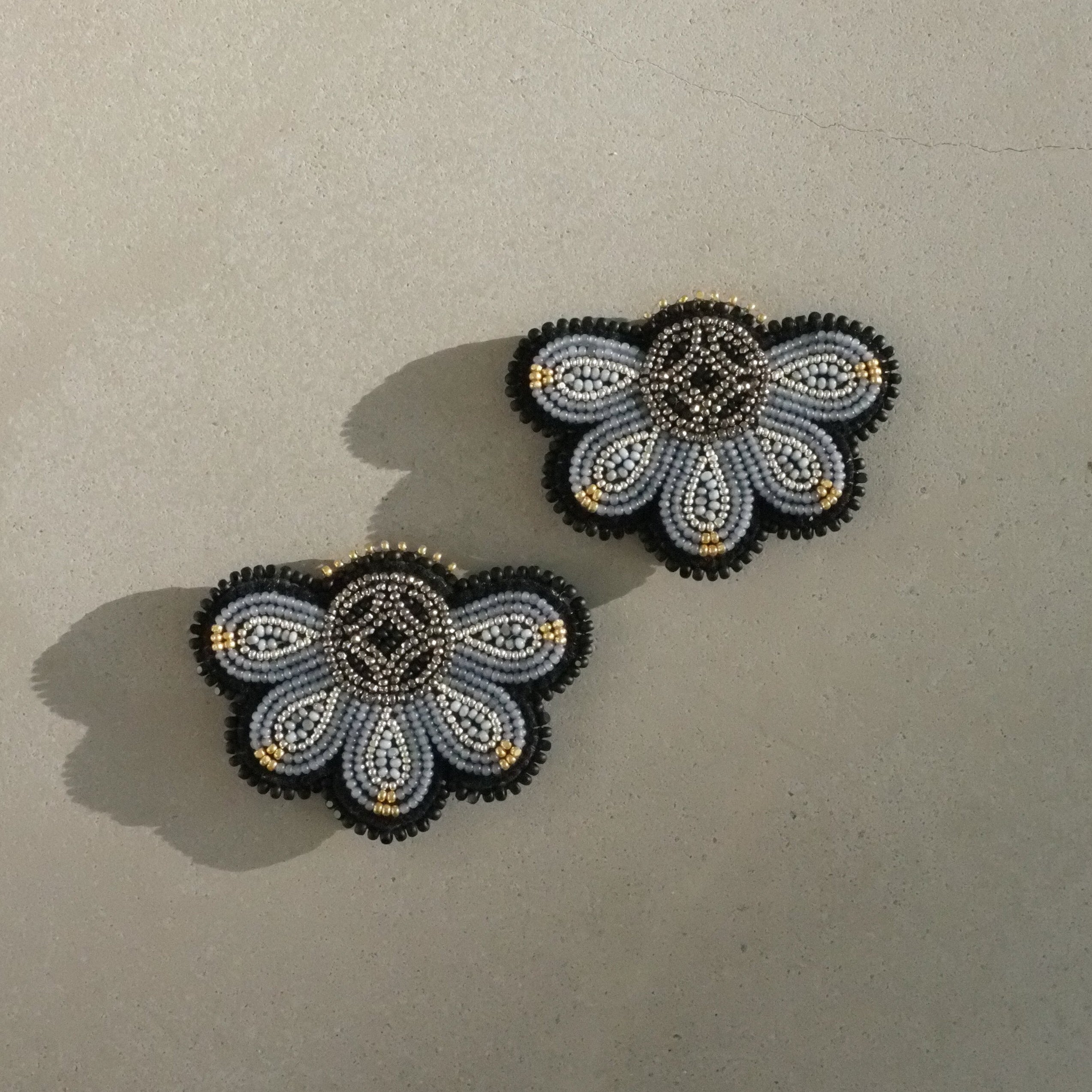 Blue Five Petal Shoe Clips