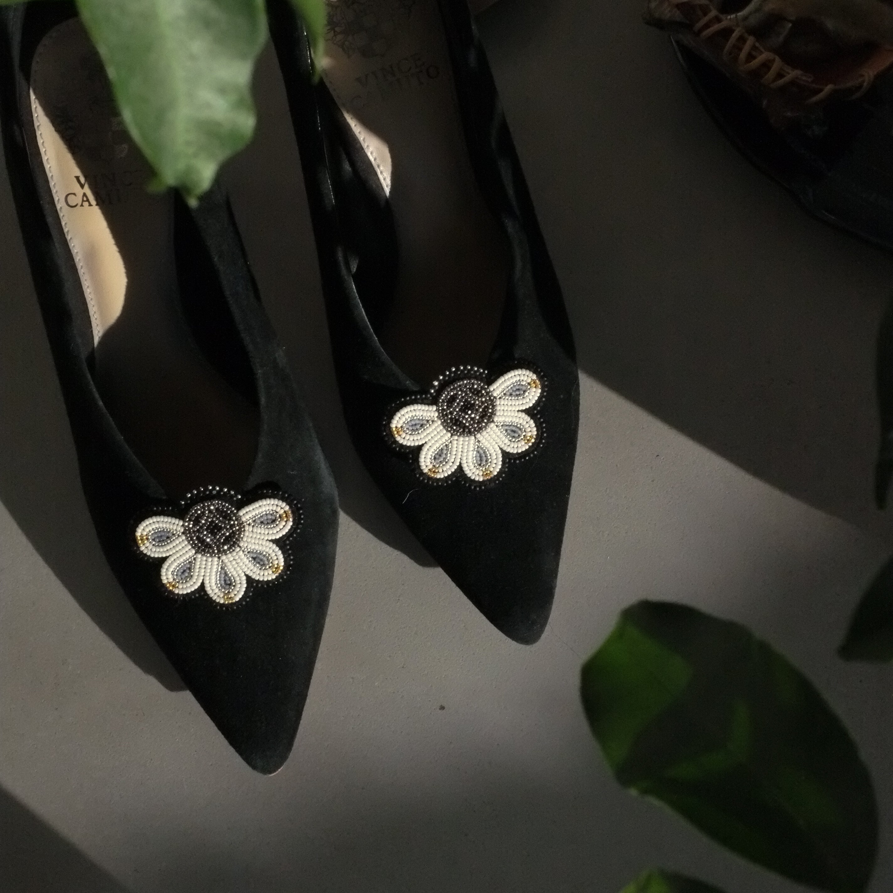 White Five Petal Shoe Clips