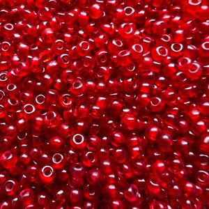 Vintage Transparent Cherry Red 11/0 Beads